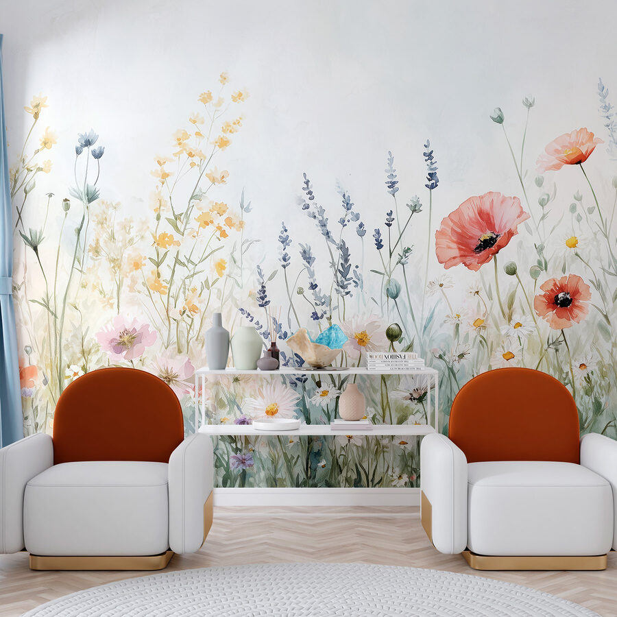 Carta da parati Pittura di fiori in un campo - immagine 4