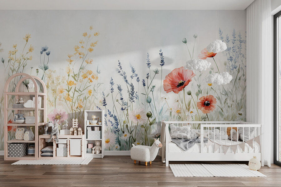 Carta da parati Pittura di fiori in un campo - immagine 5