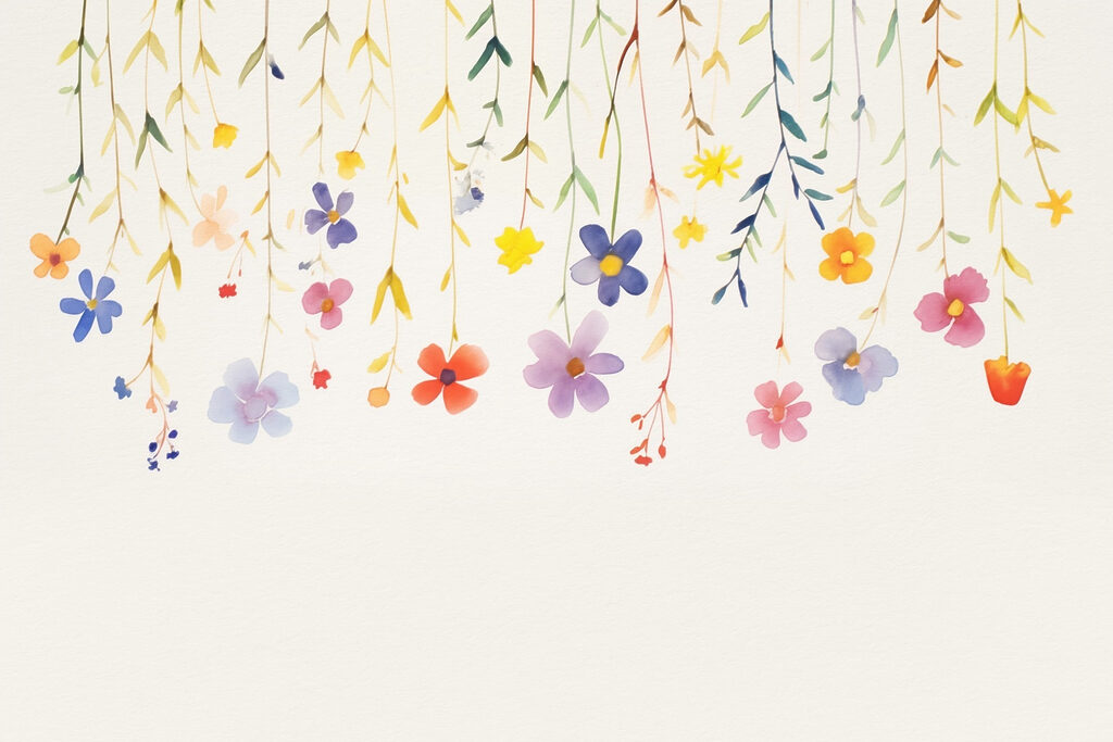 Pittura ad acquerello di fiori e foglie Pittura ad acquerello di fiori e foglie