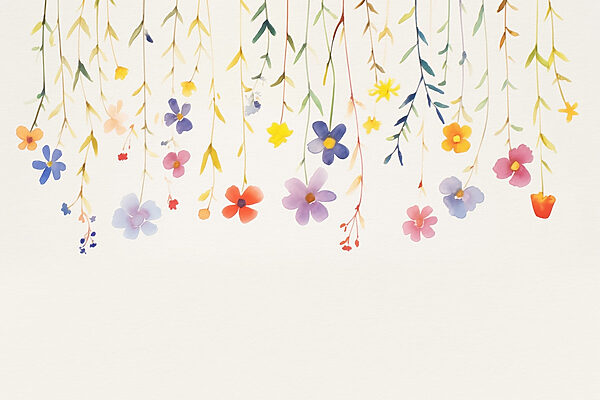 Pittura ad acquerello di fiori e foglie Pittura ad acquerello di fiori e foglie