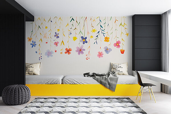 Pittura ad acquerello di fiori e foglie Pittura ad acquerello di fiori e foglie