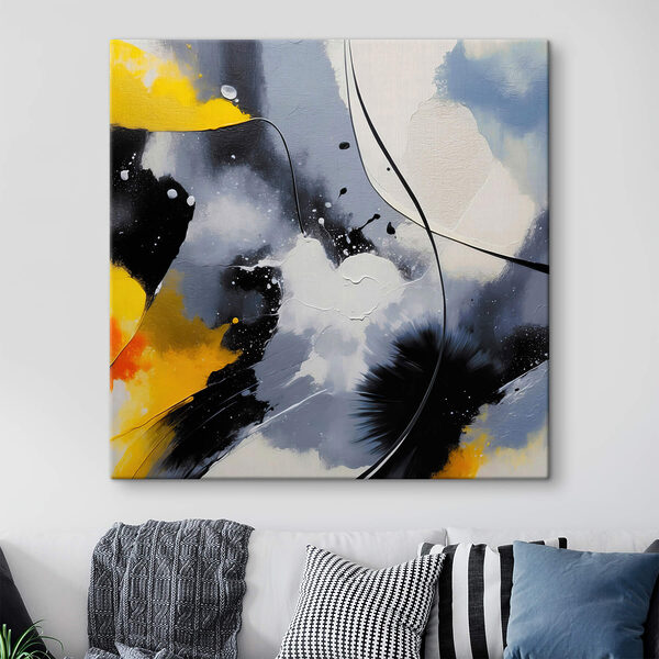 Quadri Quadri Dipinto nei colori nero, giallo e bianco (COD: s42708)