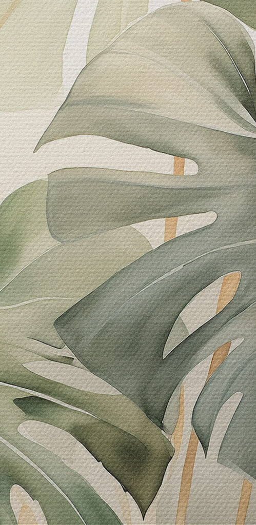 Painting of leaves on a white background Painting of leaves on a white background