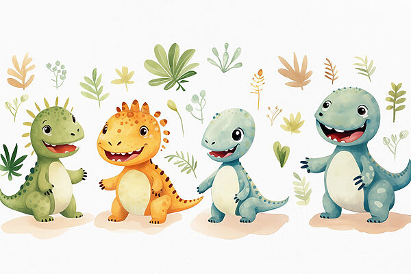 Gruppo di dinosauri dei cartoni animati Gruppo di dinosauri dei cartoni animati