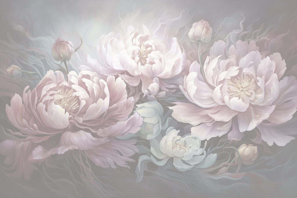 Pittura di fiori su sfondo grigio Pittura di fiori su sfondo grigio