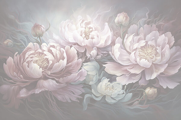 Pittura di fiori su sfondo grigio Pittura di fiori su sfondo grigio