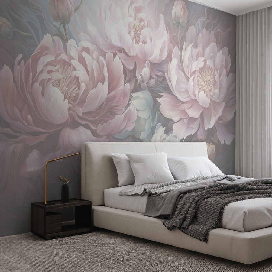 Pittura di fiori su sfondo grigio Pittura di fiori su sfondo grigio
