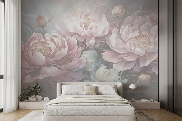 Pittura di fiori su sfondo grigio Pittura di fiori su sfondo grigio