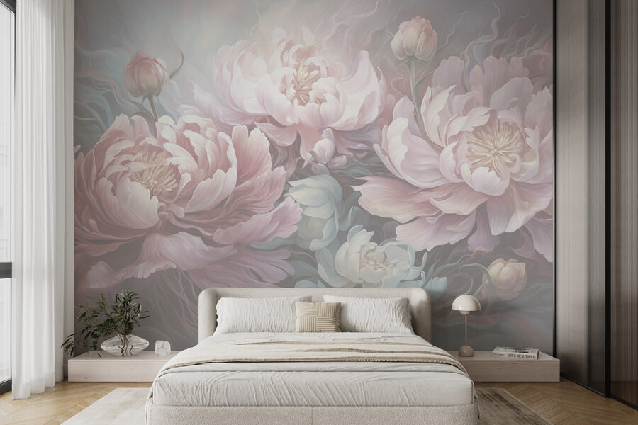Pittura di fiori su sfondo grigio Pittura di fiori su sfondo grigio