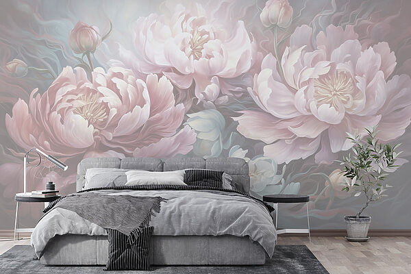 Pittura di fiori su sfondo grigio Pittura di fiori su sfondo grigio