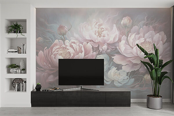 Pittura di fiori su sfondo grigio Pittura di fiori su sfondo grigio
