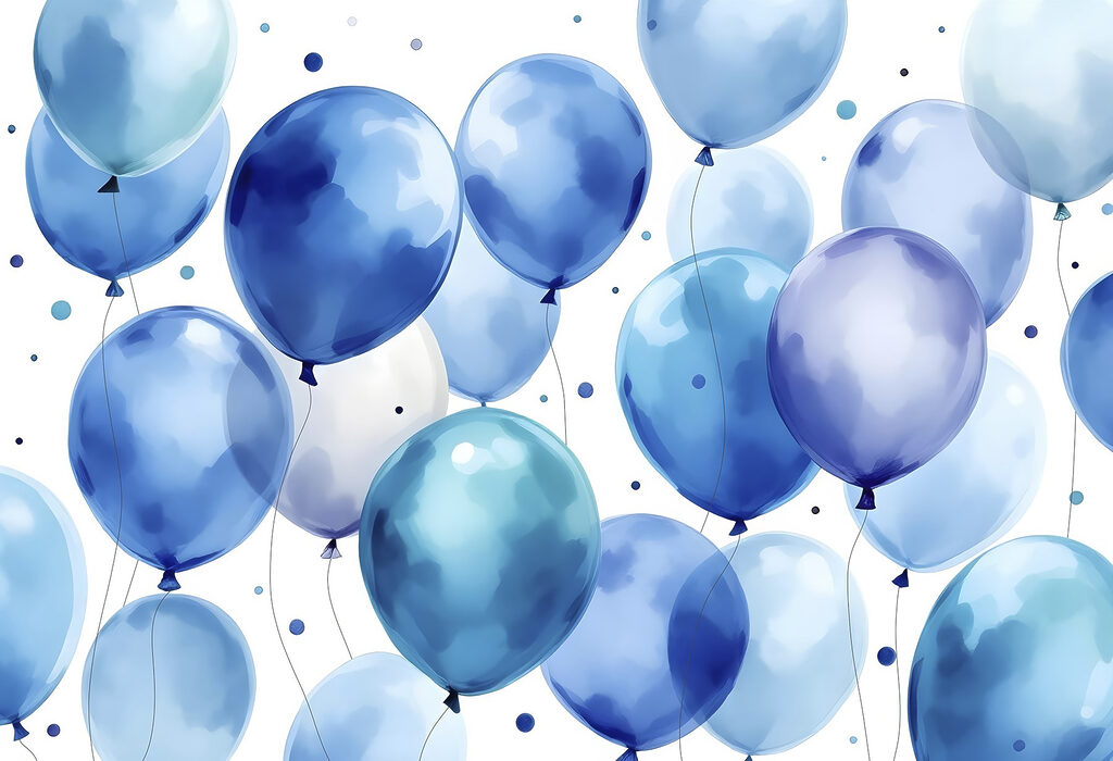 Gruppo di palloncini blu e bianchi Gruppo di palloncini blu e bianchi