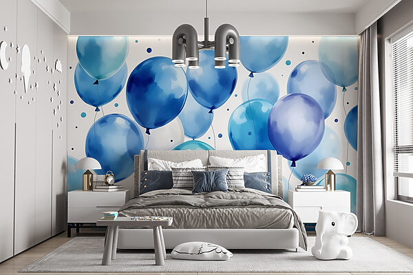 Gruppo di palloncini blu e bianchi Gruppo di palloncini blu e bianchi