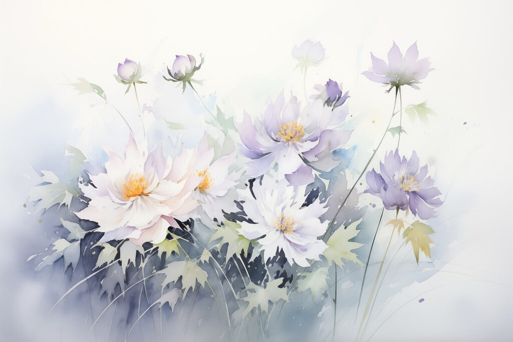 Pittura di fiori su sfondo bianco Pittura di fiori su sfondo bianco