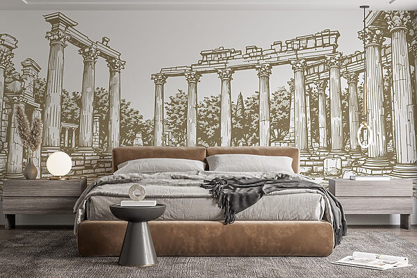 Disegno di una struttura in pietra con colonne Disegno di una struttura in pietra con colonne