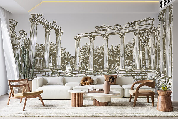 Disegno di una struttura in pietra con colonne Disegno di una struttura in pietra con colonne