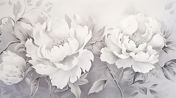 Elegante composizione floreale bianca su tela Elegante composizione floreale bianca su tela