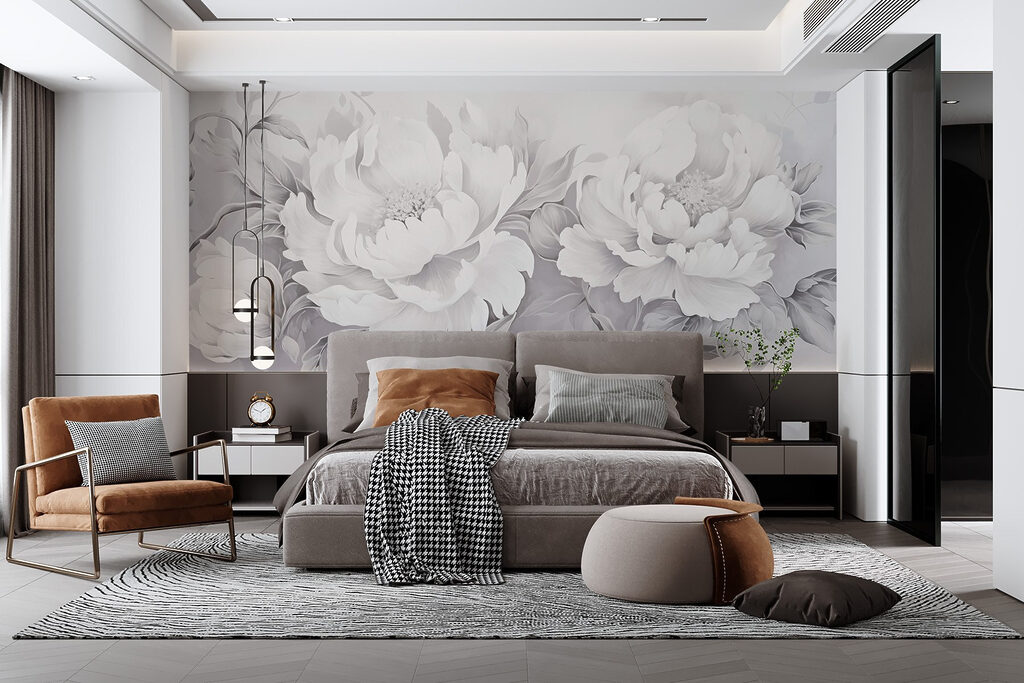 Elegant white floral arrangement on canvas Elegant white floral arrangement on canvas