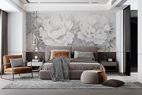 Elegante composizione floreale bianca su tela Elegante composizione floreale bianca su tela