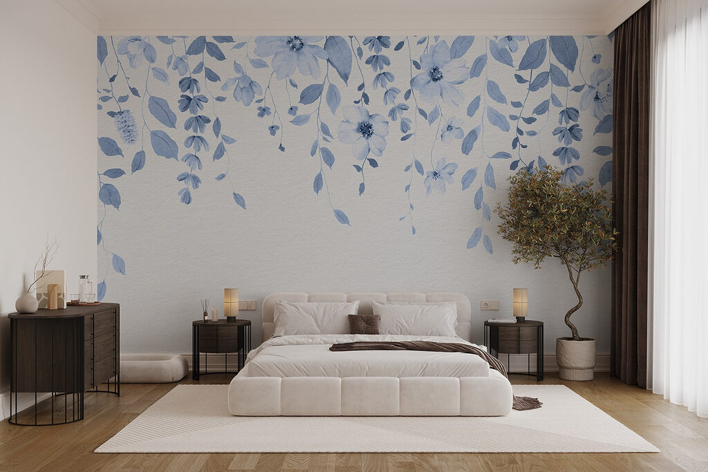 Blue flowers and leaves Blue flowers and leaves