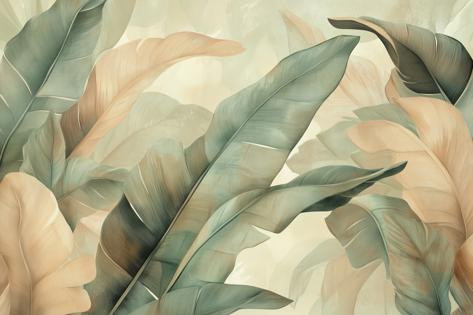 Lush leaves in soft, muted tones