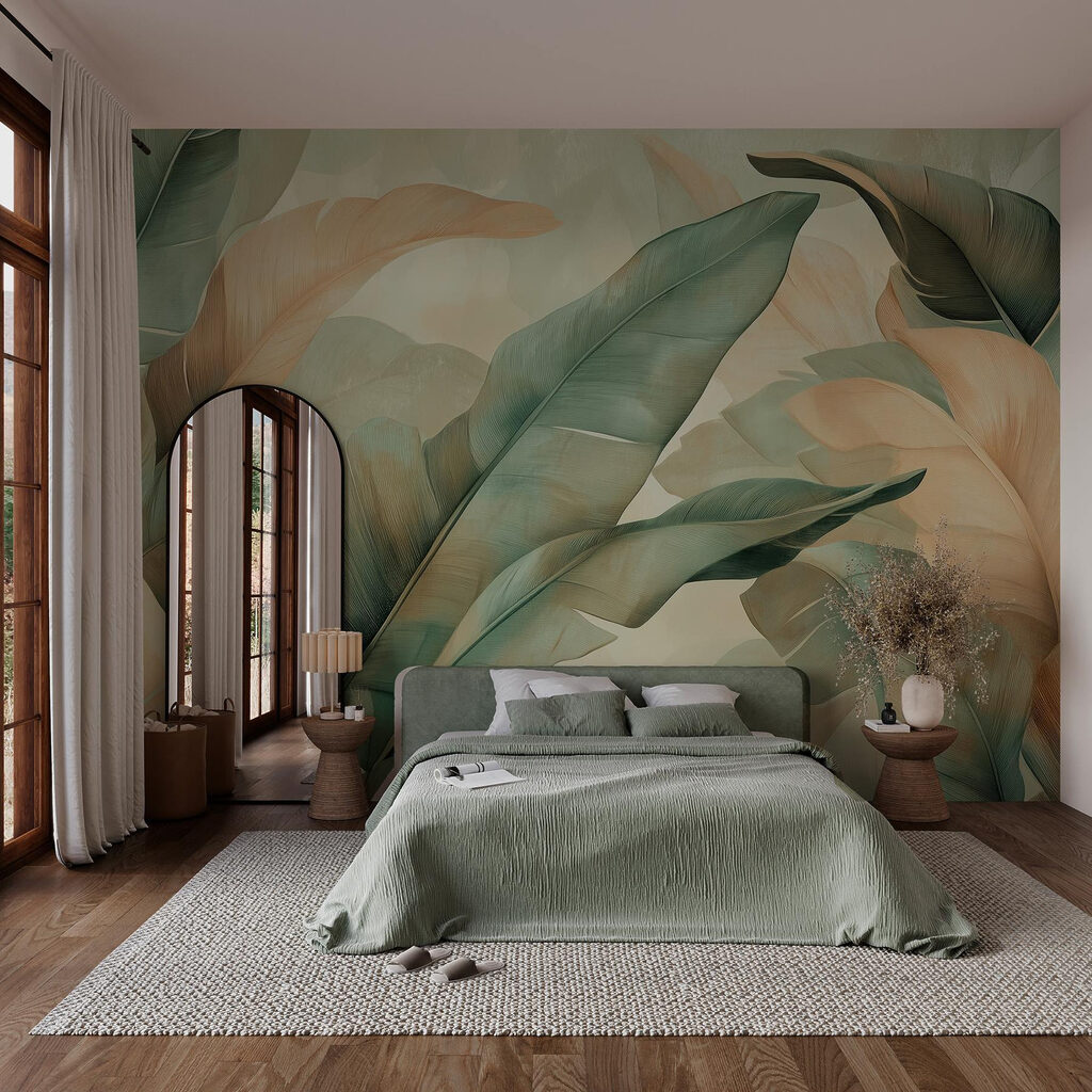 Lush leaves in soft, muted tones