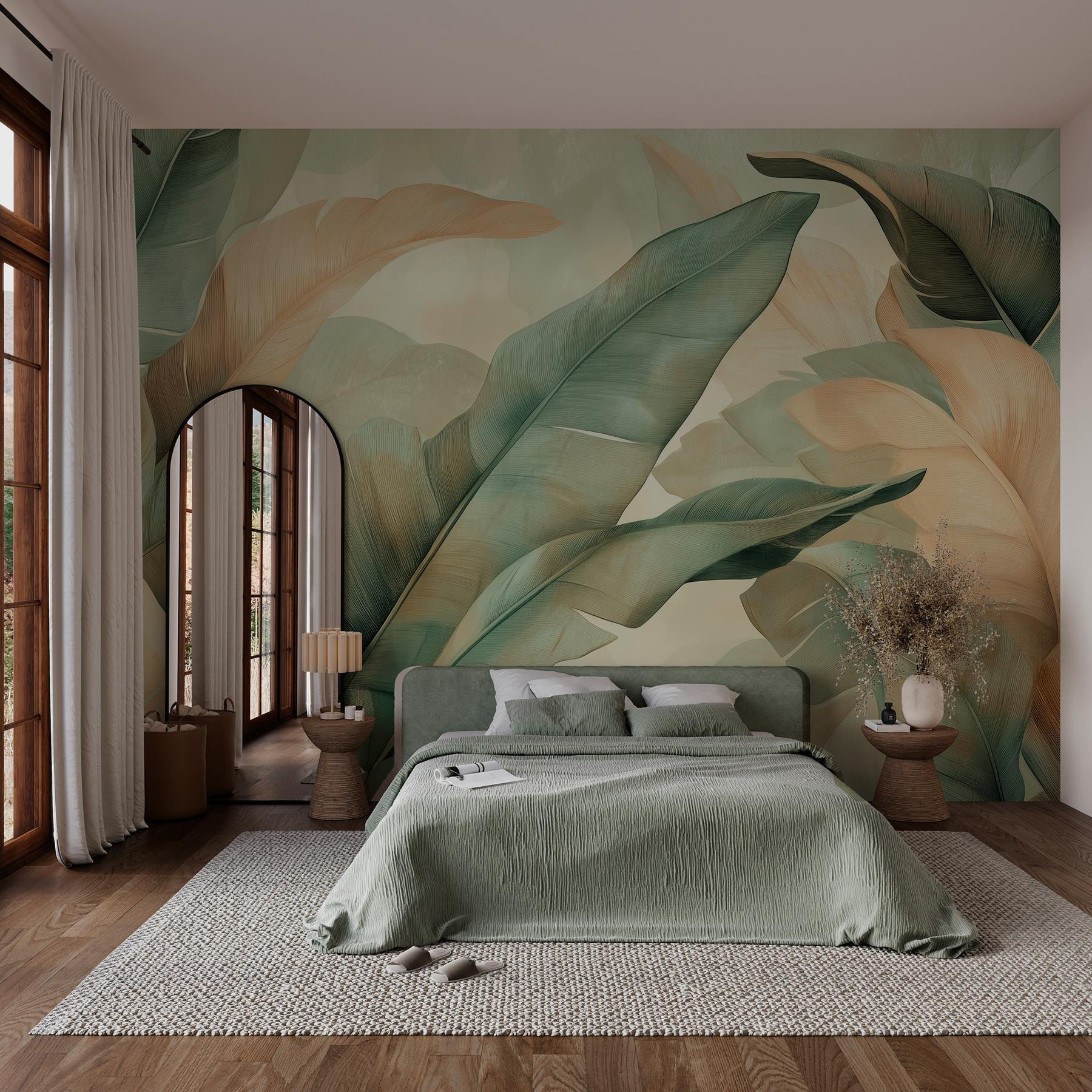 Lush leaves in soft, muted tones