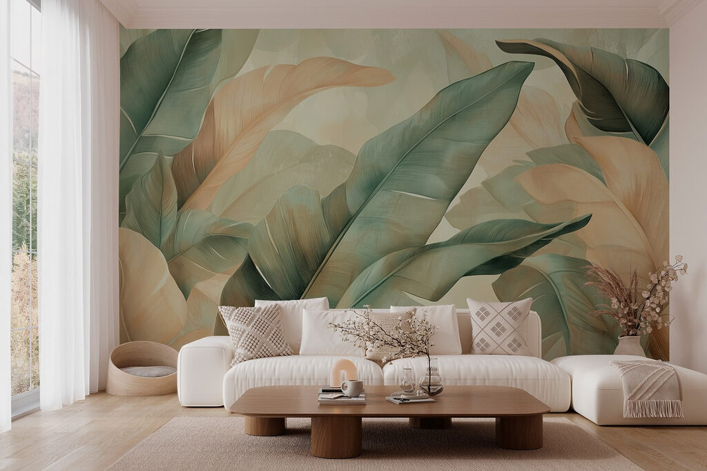 Lush leaves in soft, muted tones