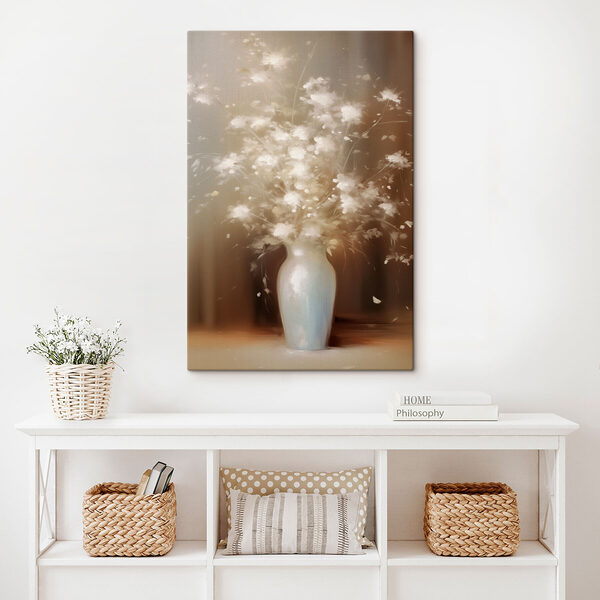 Quadri Quadri Vaso bianco con fiori bianchi (COD: s43039)