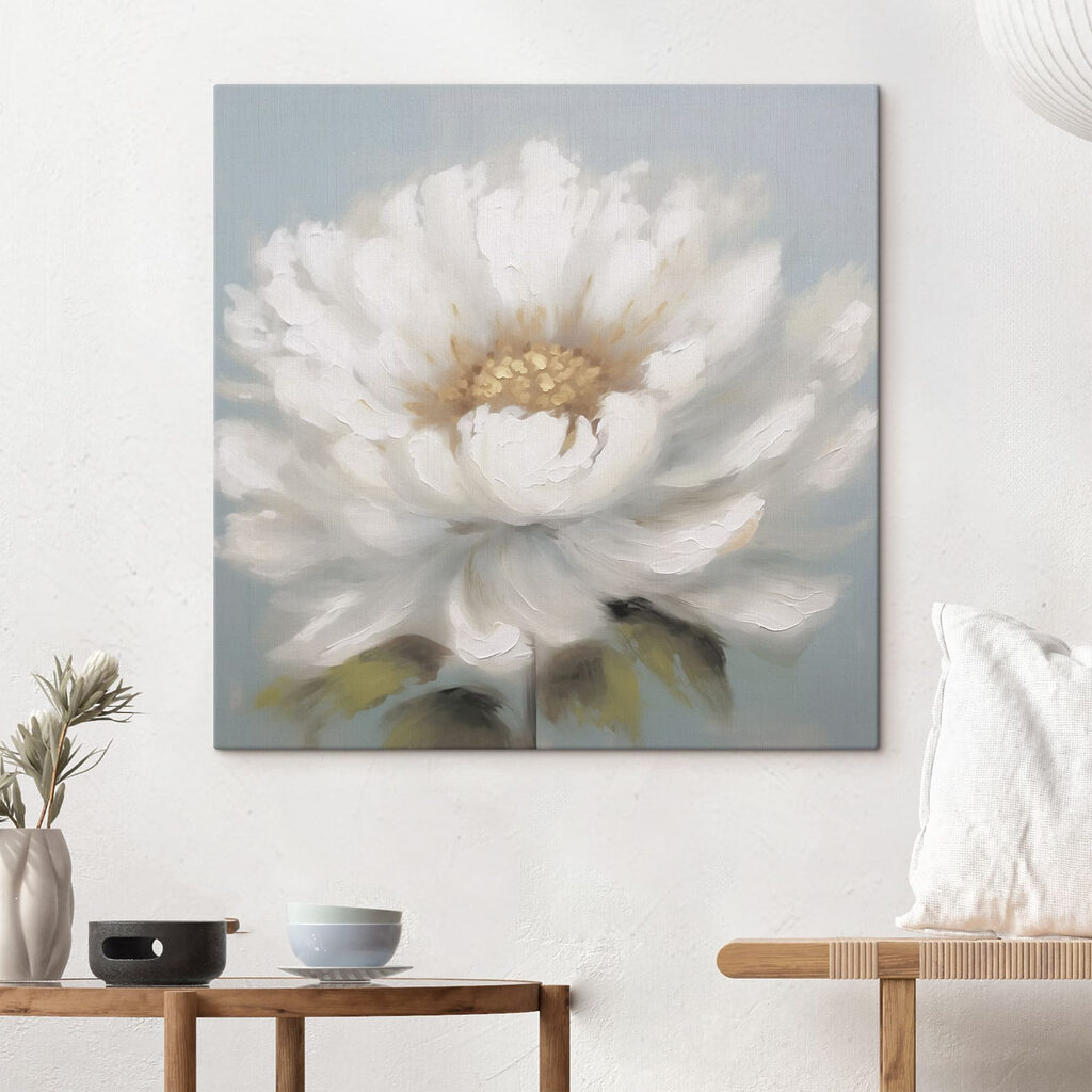 White flower with yellow center