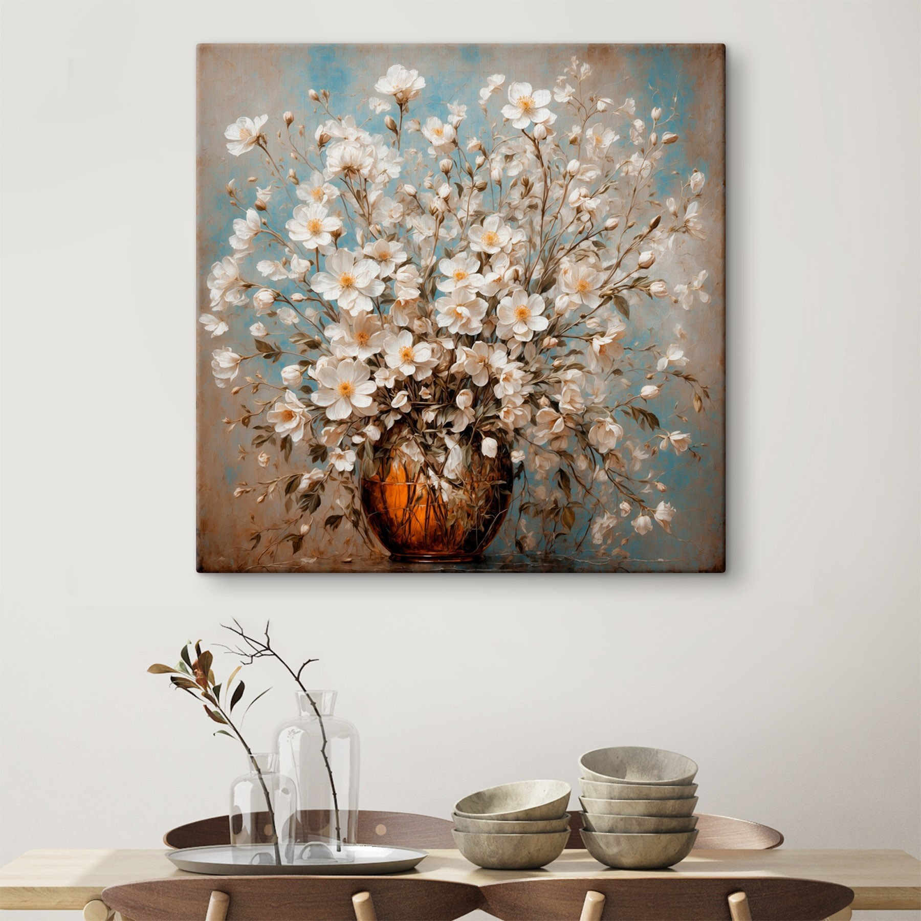 Vase of white flowers