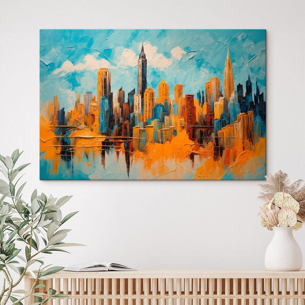 Painting of a city Painting of a city