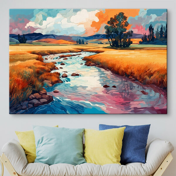 River running through a field River running through a field