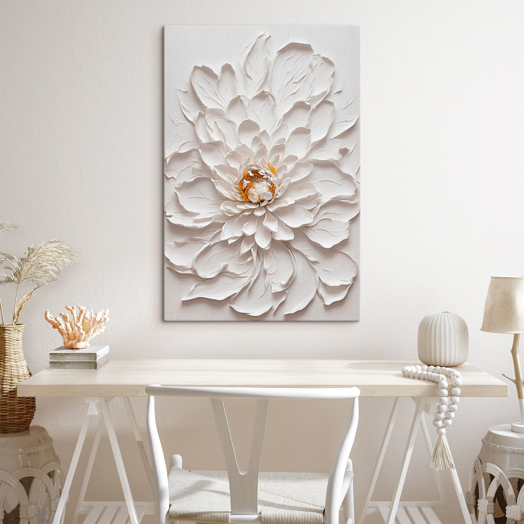 White flower with yellow center