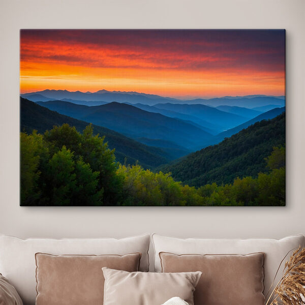 Landscape of mountains and trees