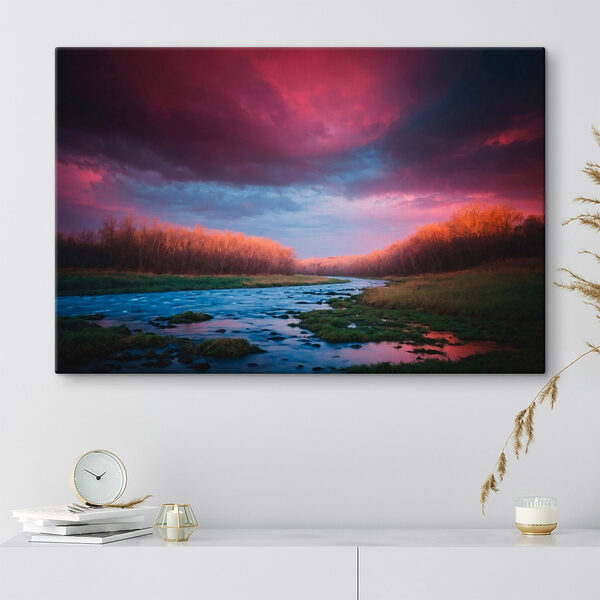 Quadri Quadri Fiume che scorre attraverso una foresta (COD: s43120)