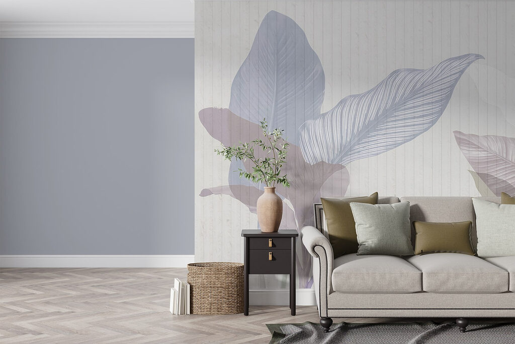 Gentle pastel leaves in soft tones