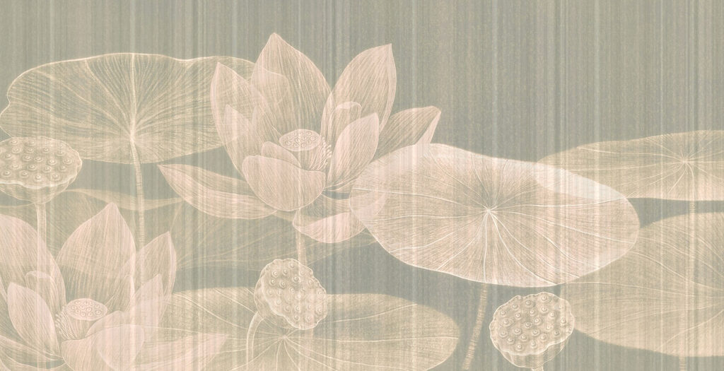 Delicato disegno di fiori e foglie di loto Delicato disegno di fiori e foglie di loto