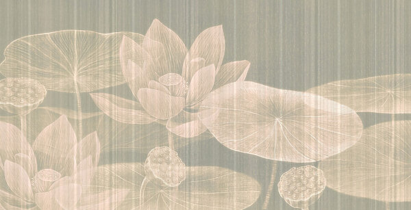 Delicato disegno di fiori e foglie di loto Delicato disegno di fiori e foglie di loto