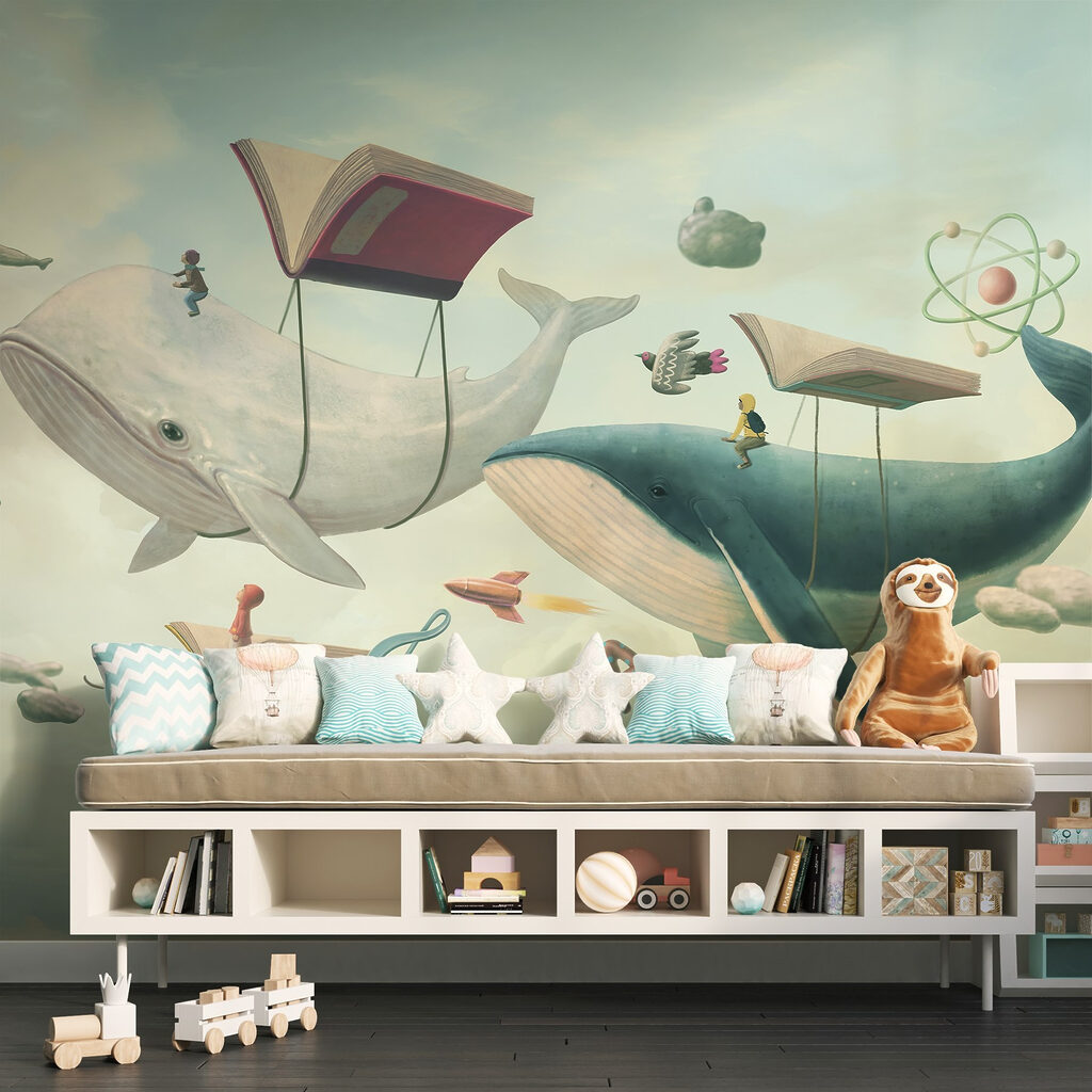 Whale and whale with books and a book on them Whale and whale with books and a book on them