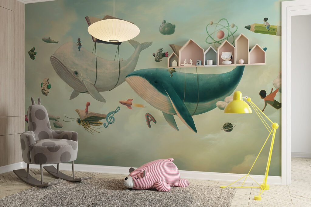 Whale and whale with books and a book on them Whale and whale with books and a book on them