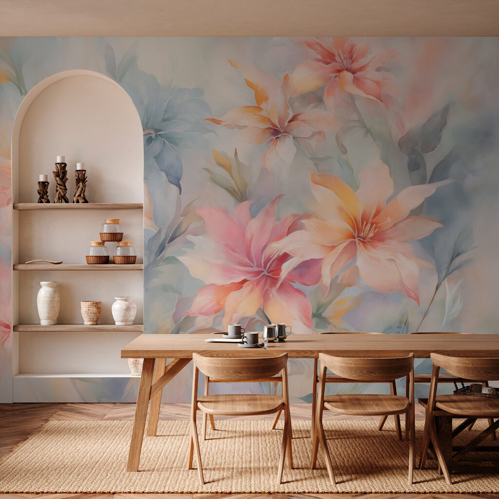 Painting of flowers on a surface Painting of flowers on a surface