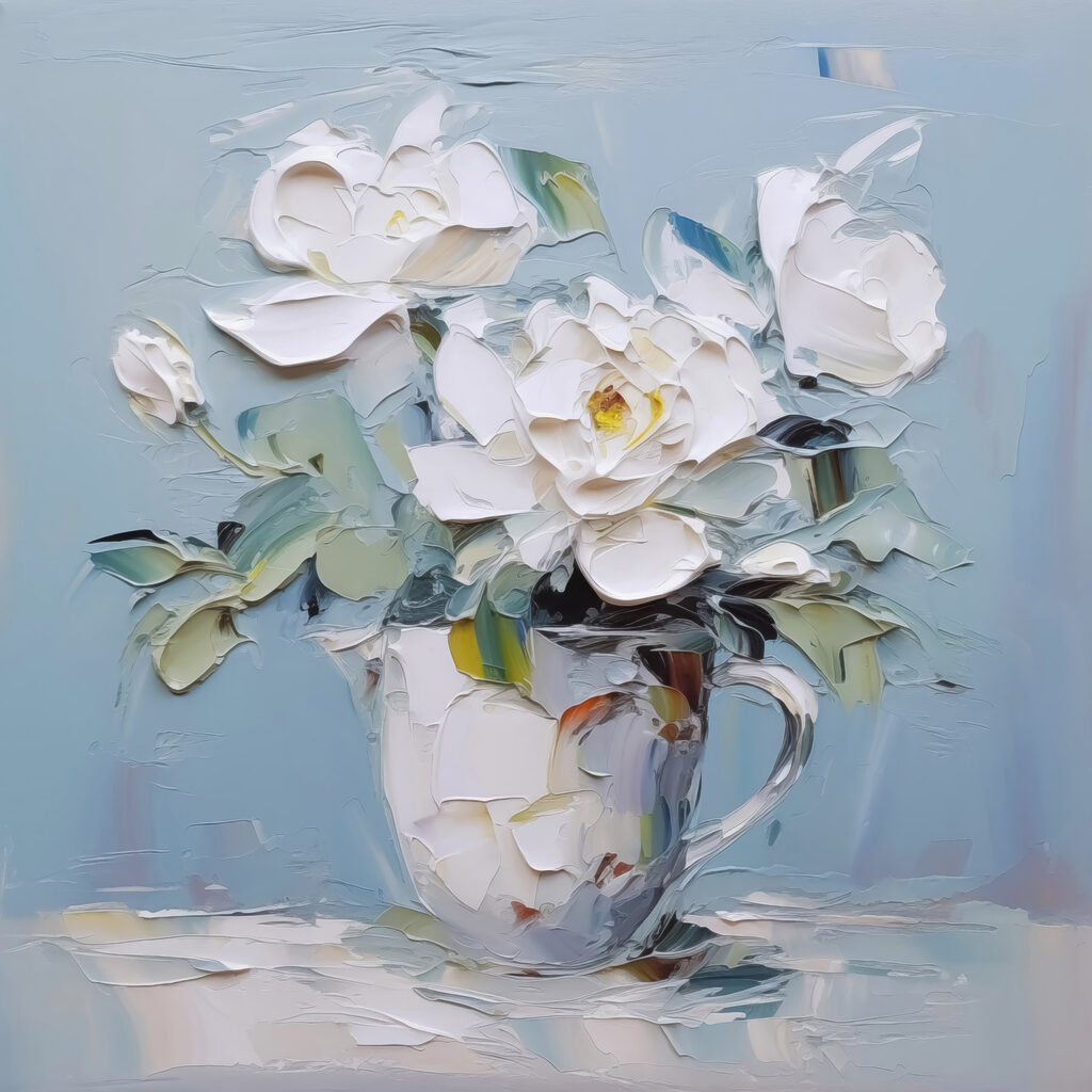 Painting of flowers in a cup Painting of flowers in a cup