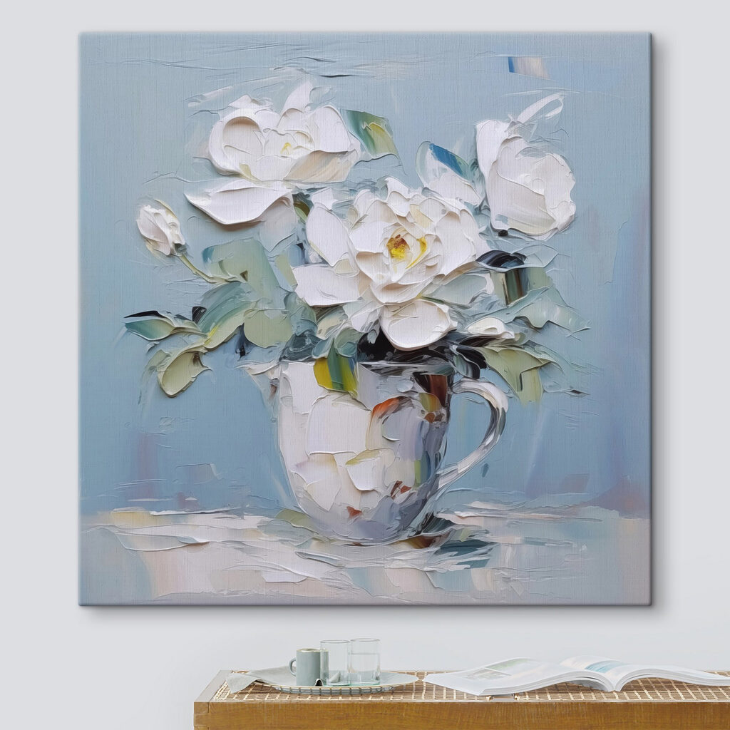 Painting of flowers in a cup Painting of flowers in a cup