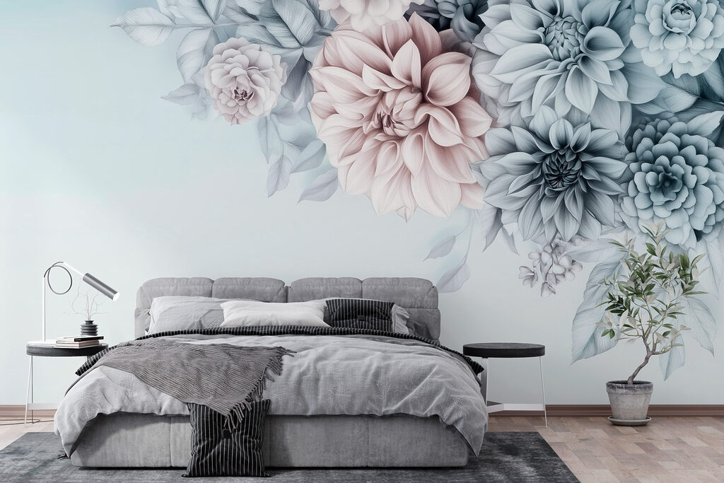 Group of flowers with leaves Group of flowers with leaves