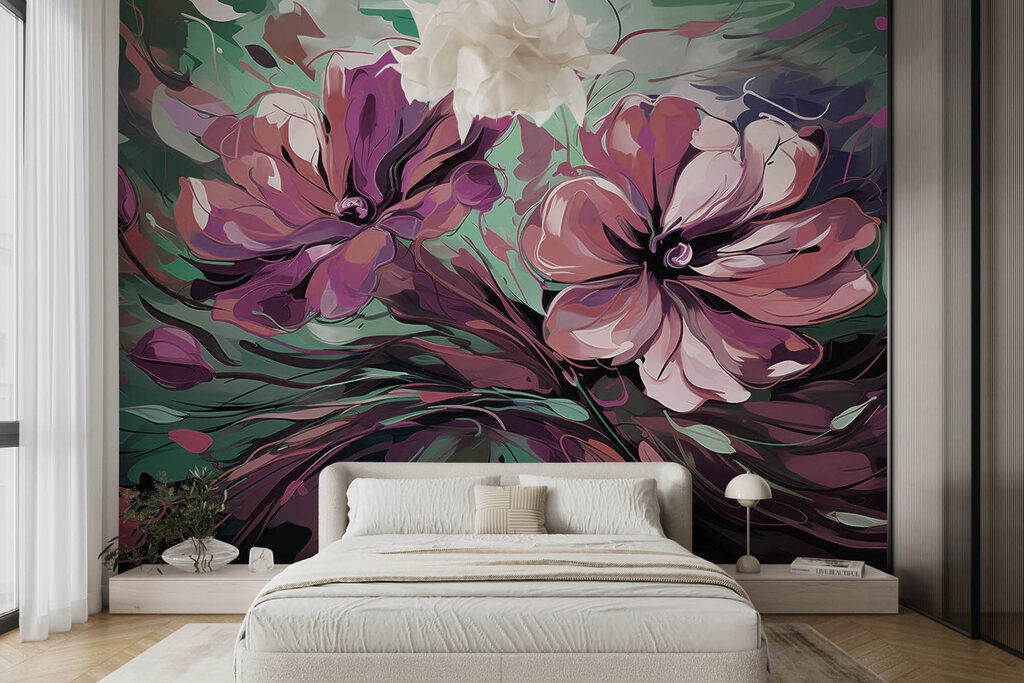 Painting of flowers on a surface