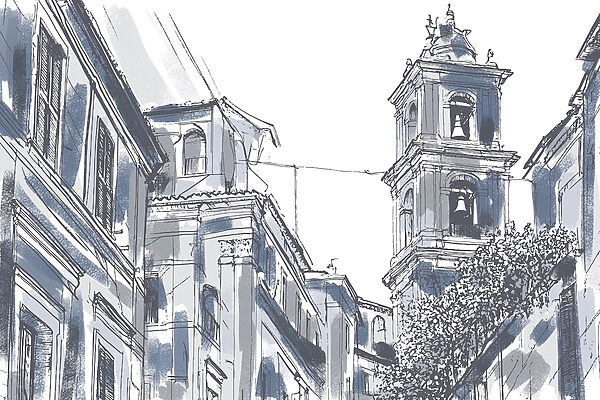 Disegno di un edificio con campane Disegno di un edificio con campane