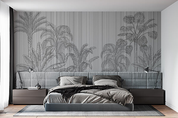 Sfondo grigio e bianco con palme Sfondo grigio e bianco con palme