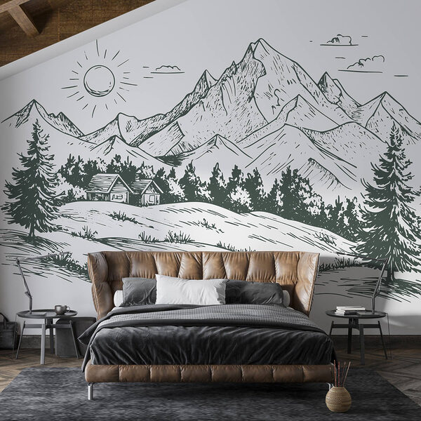 Paesaggio con alberi e casa Paesaggio con alberi e casa