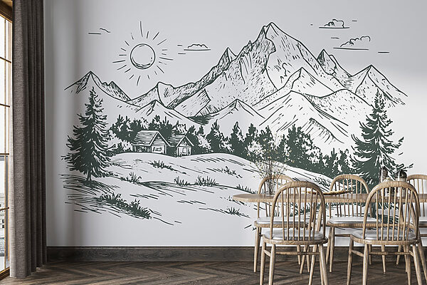 Paesaggio con alberi e casa Paesaggio con alberi e casa